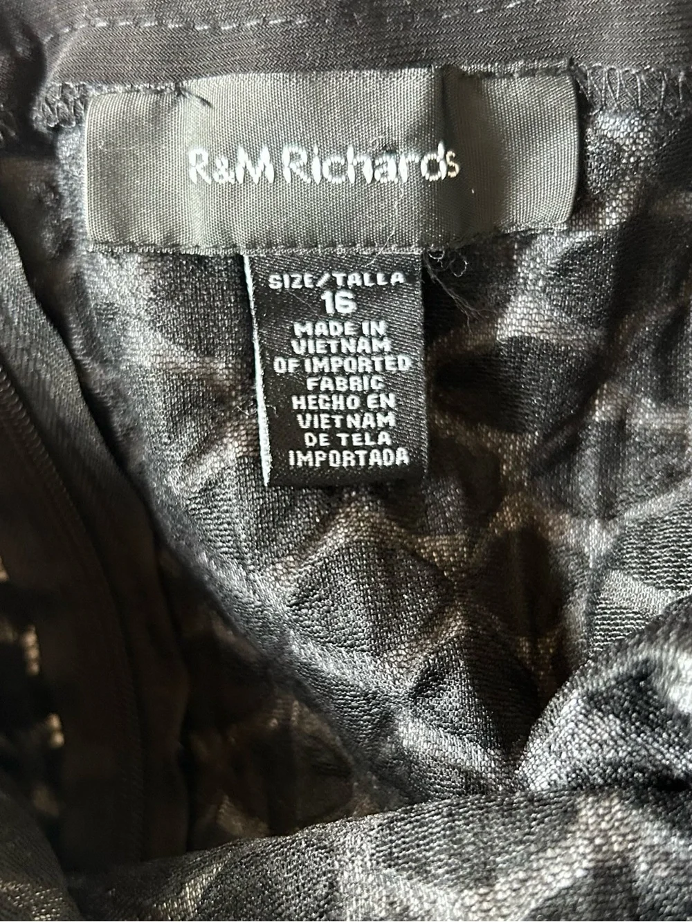 R&M Richards Black & White Fitted Tank Dress - Women's Stretch Midi, Size 16 - Picture 5 of 5
